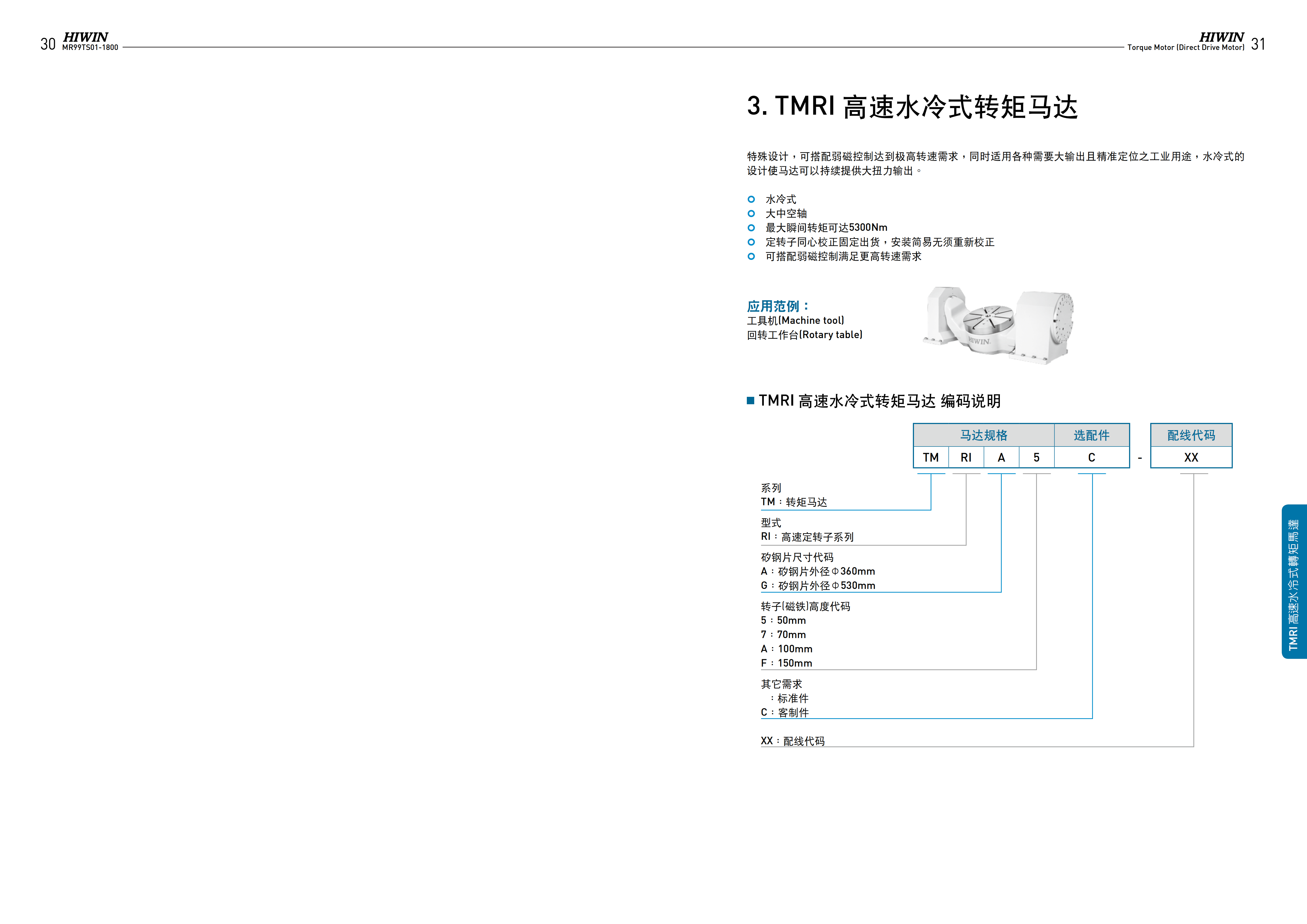 上銀水冷式力矩電機(jī)TMRIG7-WD